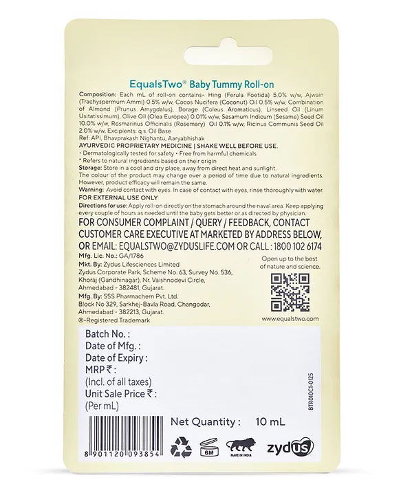 EqualsTwo Baby Tummy Roll-On (Pack of 2)
