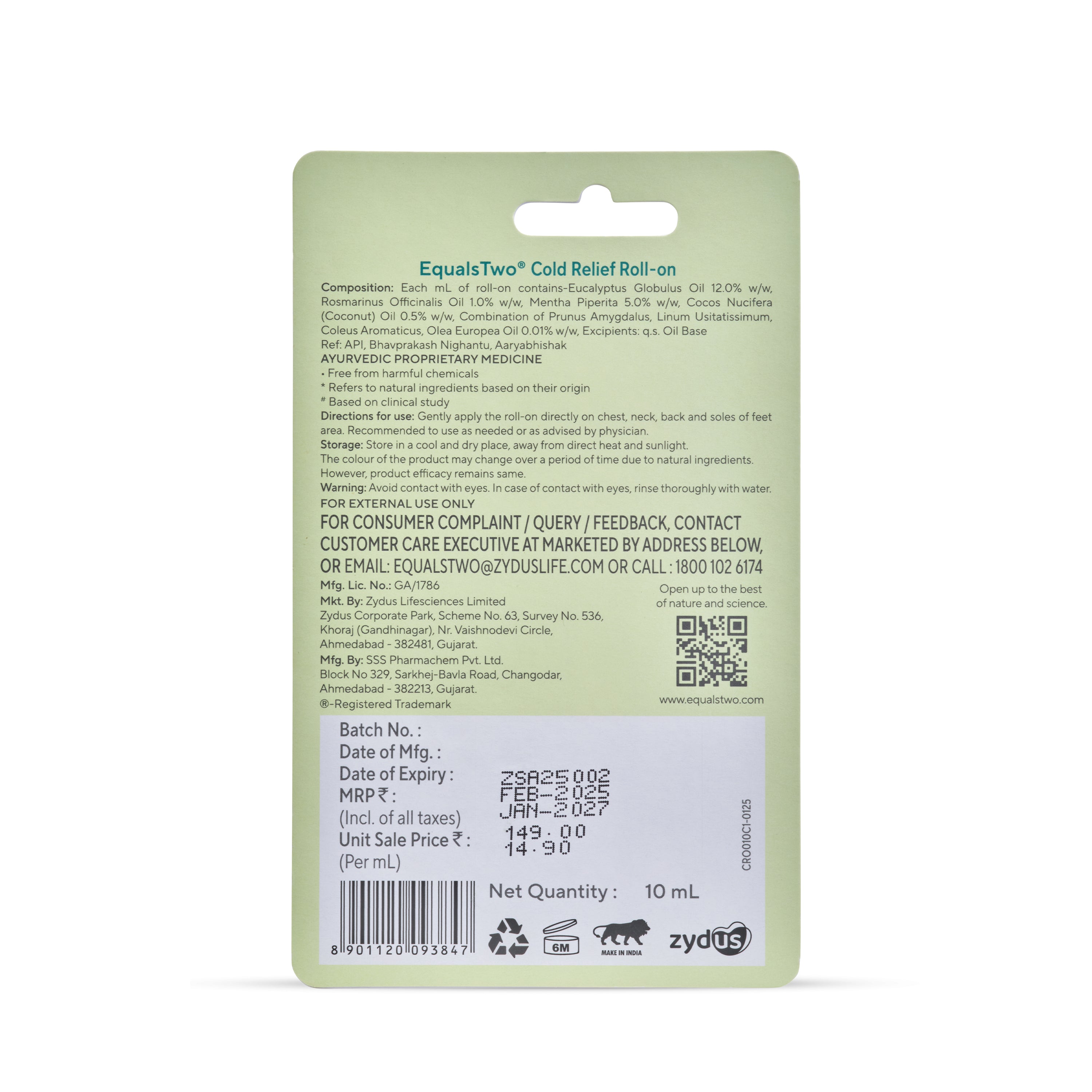 EqualsTwo Baby Cold Relief Roll-On